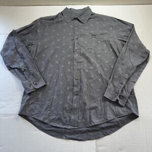 RVCA Slim Fit Shirt Mens M Gray Lightweight Preppy Button Up Left Breast Pocket
